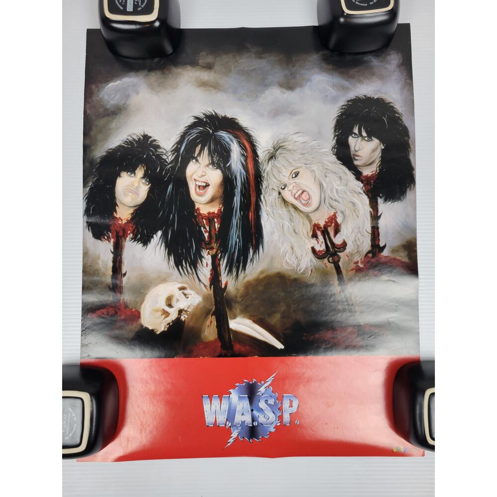 Vintage 80s Funky NEVER DISPLAYED WASP Rock Roll Hair Band Gory Horror‎ Poster